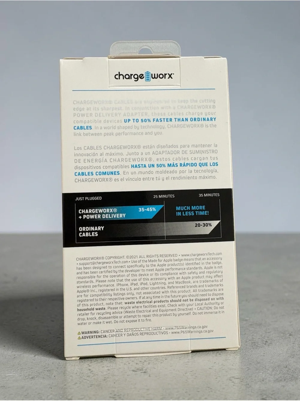 ChargeWorx 10ft Silver Lightning to USB-C Cable - Power Delivery
